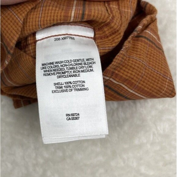 Columbia Shirt Mens L Burnt Orange Plaid Long Sleeve Button Up 100% Cotton - Picture 6 of 7